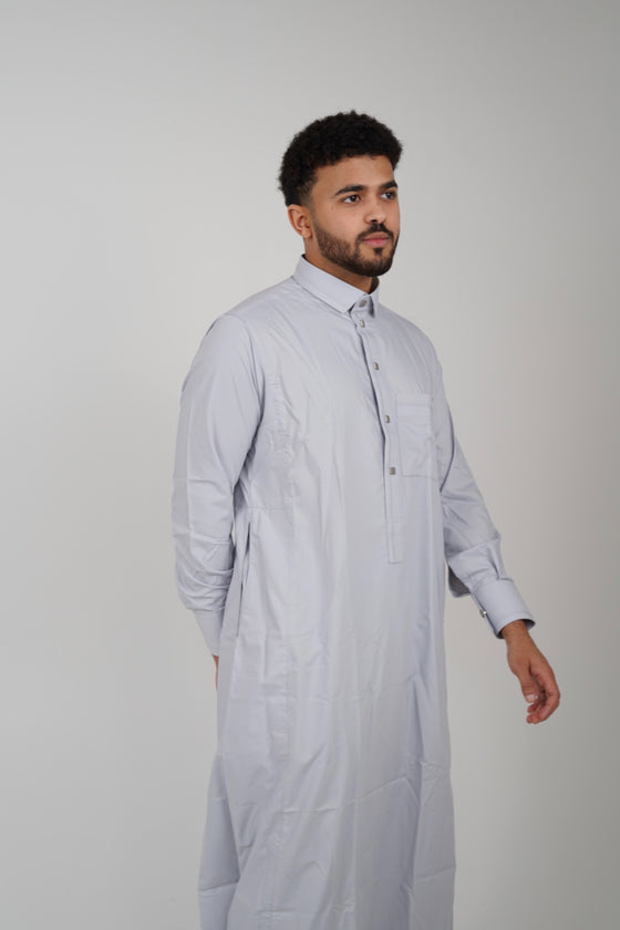 Steel Grey Qatari Style Thobe