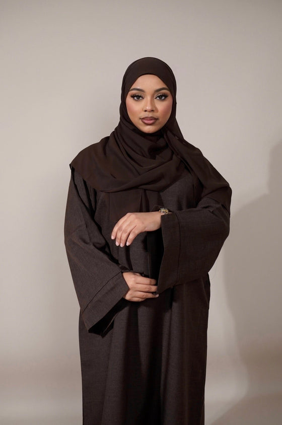 Essential Linen Abaya - Brown