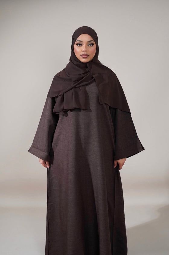 Essential Linen Abaya - Brown