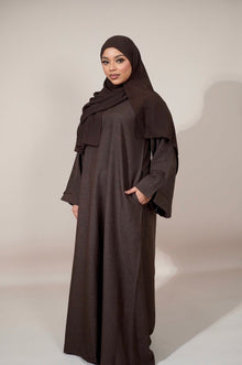  Essential Linen Abaya - Brown