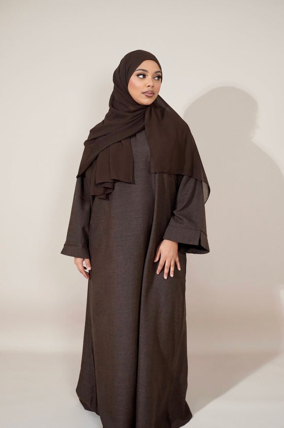 Essential Linen Abaya - Brown