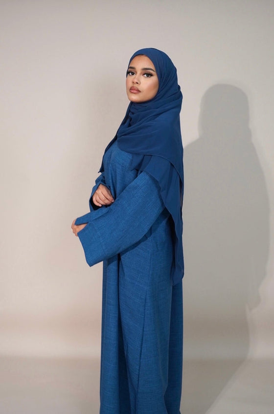 Essential Linen Abaya - Navy