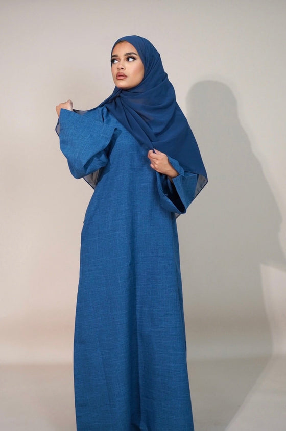 Essential Linen Abaya - Navy