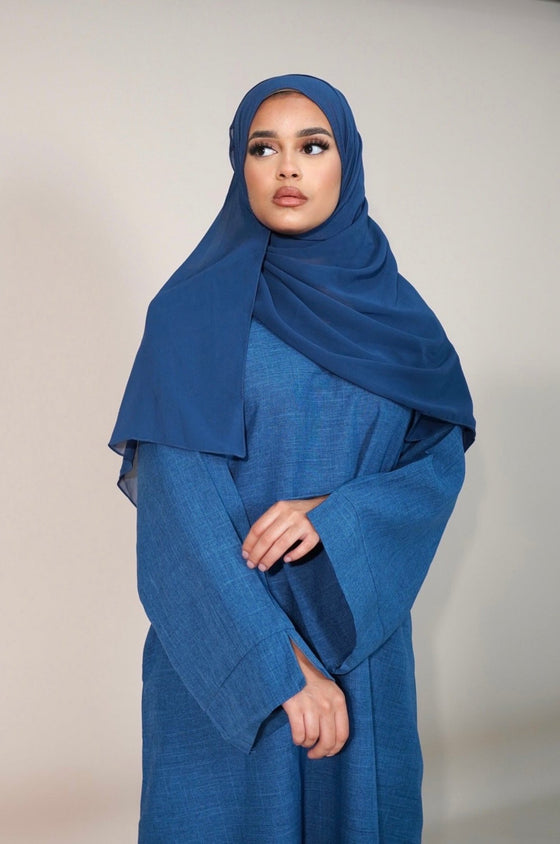 Essential Linen Abaya - Navy