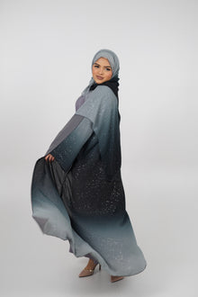  Laila Ombré Glitter Abaya Light Green and Dark green