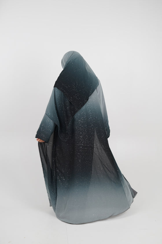 Laila Ombré Glitter Abaya Light Green and Dark green