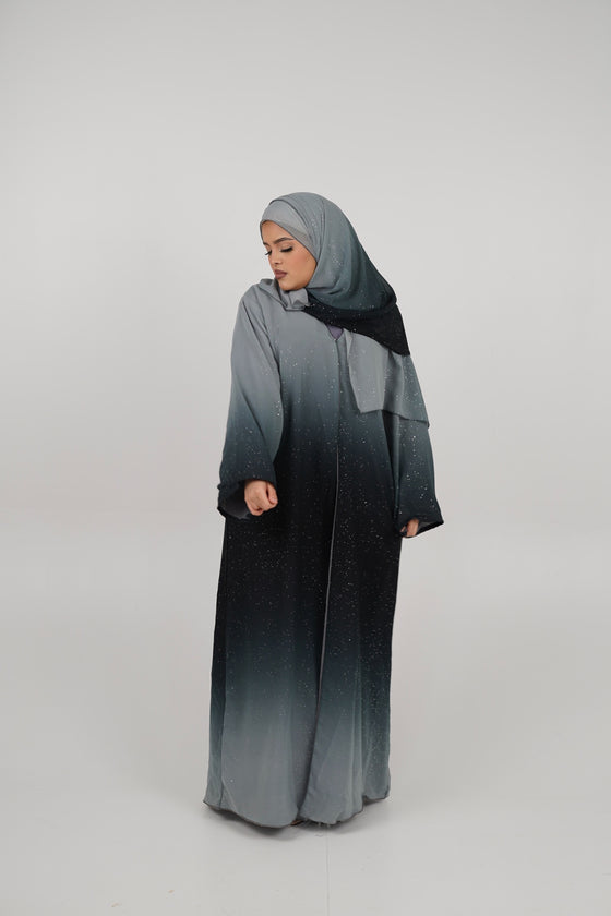 Laila Ombré Glitter Abaya Light Green and Dark green