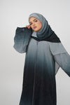 Laila Ombré Glitter Abaya Light Green and Dark green