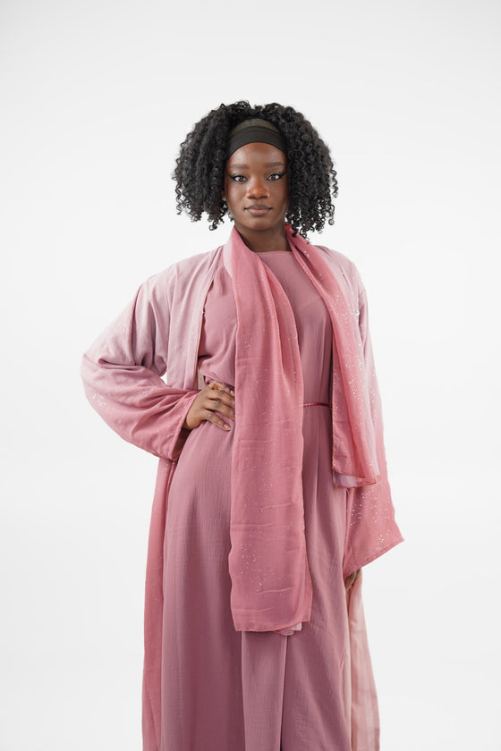 Laila Ombré Glitter Abaya Light Pink & Pink