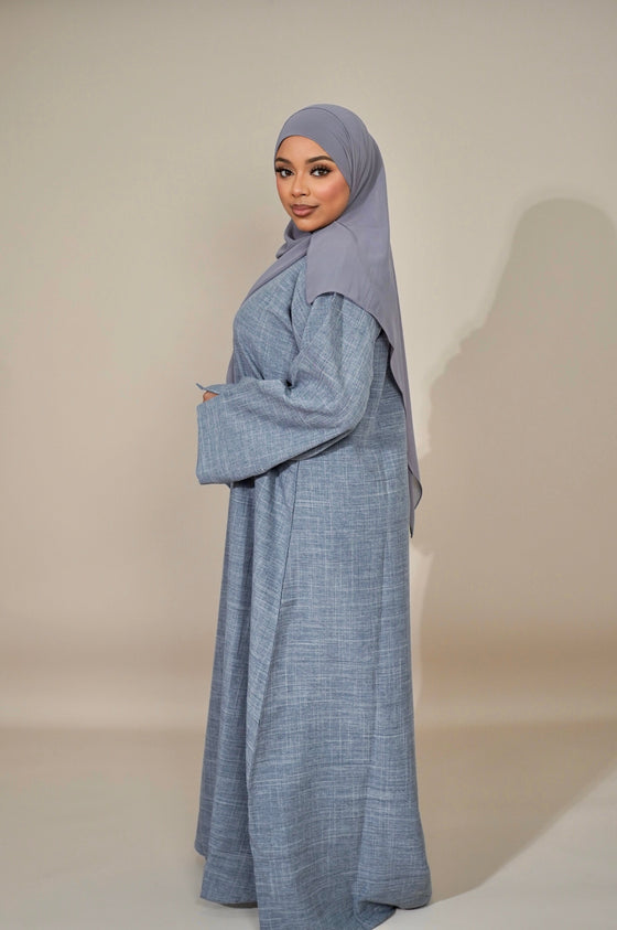 Essential Linen Abaya - Light Blue