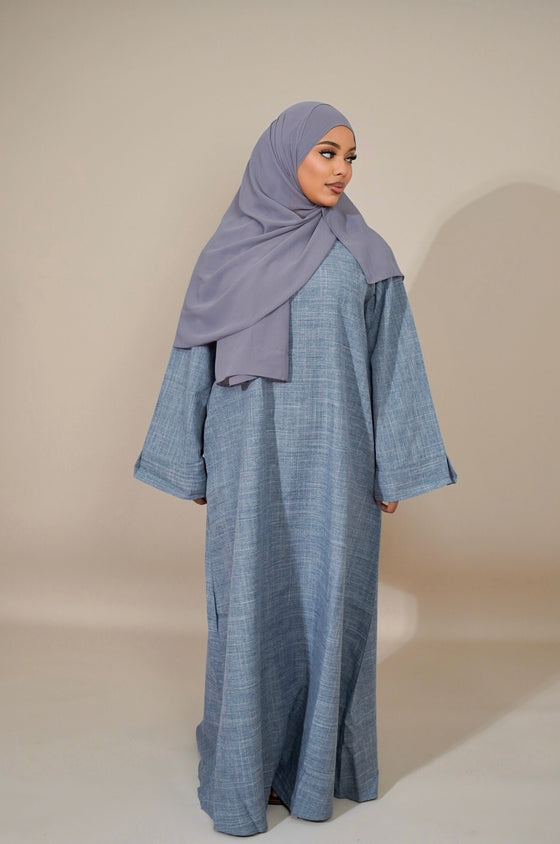 Essential Linen Abaya - Light Blue