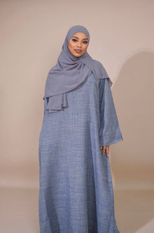  Essential Linen Abaya - Light Blue