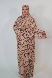  Nayla Printed Abaya - Toffee
