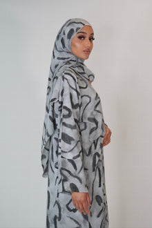  Nayla Printed Abaya - Grey