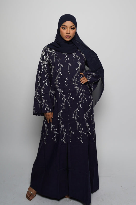 Linen abaya - Navy