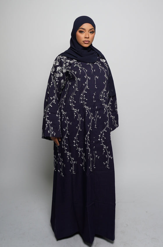 Linen abaya - Navy