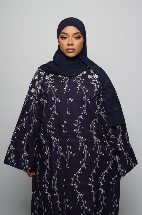 Linen abaya - Navy