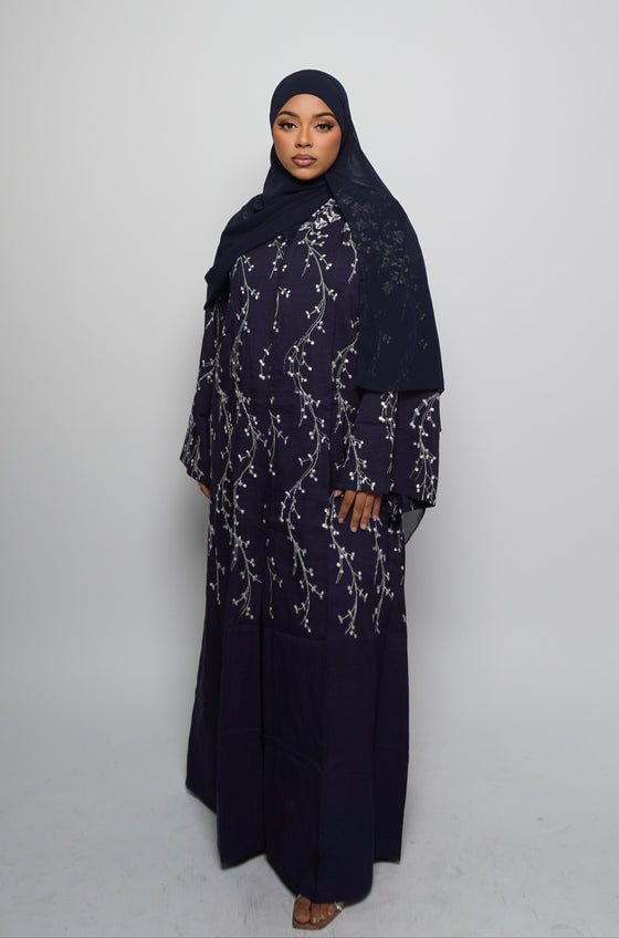 Linen abaya - Navy
