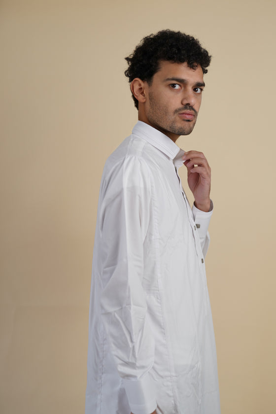 White Qatari Style Thobe