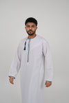 White & Teal Omani Thobe