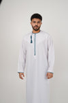 White & Teal Omani Thobe