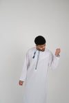 White & Teal Omani Thobe