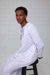 WHITE & GREY OMANI THOBE