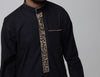 BLACK ARABESQUE THOBE WITH GOLD EMBROIDERY